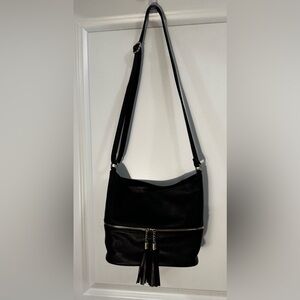 Classic Black Leather Shoulder Bag